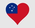 Samoa Heart Flag. Western Samoan Love Shape Country Nation National Flag. Independent State of Samoa Banner Icon Sign Symbol EPS