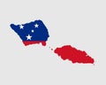 Samoa Flag Map. Map of the Independent State of Samoa with the Samoan country banner. Vector Illustration