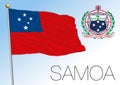 Samoa official national flag and coat of arms, oceania