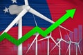 Samoa wind energy power rising chart, arrow up - alternative natural energy industrial illustration. 3D Illustration Royalty Free Stock Photo