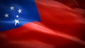 Samoan flag Closeup 1080p Full HD 1920X1080 footage video waving in wind. National Apia 3d Samoan flag waving. Sign of Samoa seaml