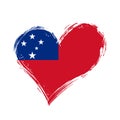 Samoan flag heart-shaped grunge background. Vector illustration.