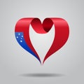 Samoan flag heart-shaped ribbon. Vector illustration.