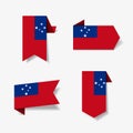 Samoan flag stickers and labels. Vector illustration.