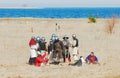 SAMOLVA, PSKOVSKAYA OBLAST, RUSSIA - APRIL 22: unindentified participants of historical reconstruction of the Batle on the Ice dre