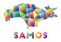 Samos - colorful low poly island shape. Royalty Free Stock Photo