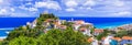 Samos island, Scenic view of Karlovasi coastal town