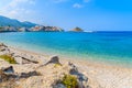 Beautiful beach in Kokkari town, Samos island, Greece Royalty Free Stock Photo