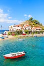 Fishing boats in Kokkari bay, Samos island, Greece Royalty Free Stock Photo