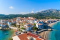 A view of Kokkari village and beautiful coast of Samos island, Greece Royalty Free Stock Photo