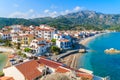 A view of Kokkari village and beautiful sea bay on Samos island, Greece Royalty Free Stock Photo