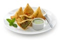 Samosa with mint chutney , indian food