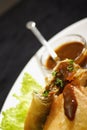 Samosa with plum sauce Royalty Free Stock Photo