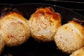 Samosa samsa baking in the cast-iron oven