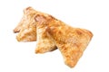 Samosa, samsa meat stuffed oriental pies. Isolated, white background. Royalty Free Stock Photo