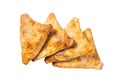 Samosa, samsa meat stuffed oriental pies. Isolated, white background. Royalty Free Stock Photo