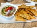 Samosa with thai cucumbe relish