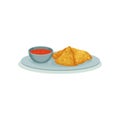 Samosa, traditional Indian street food vector Illustration on a white background