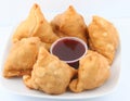 Samosas in plate Royalty Free Stock Photo