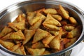 Samosas in a serving bowl Royalty Free Stock Photo
