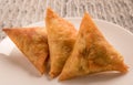 Samosas a spicy blend of vegetables or meat Royalty Free Stock Photo