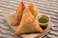 Samosas a spicy blend of vegetables or meat Royalty Free Stock Photo