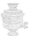 Samovar coloring book for adults raster