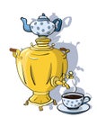 Samovar and cup of tea