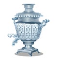 Samovar with ornament isolated on white background. Vector cartoon close-up illustration. Royalty Free Stock Photo