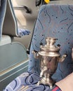 Samovar russian tea tradition in bus