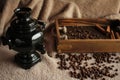 Samovar and wooden tray on the table. A boiling samovar stands on a table in the courtyard of the house. A red teapot Royalty Free Stock Photo