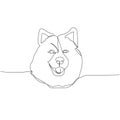 Samoyed, sled dog, aboriginal breed, companion dog one line art. Continuous line drawing of friend, dog, doggy