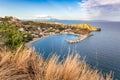 Sampatiki marina port at sun set, sea landscape Greece