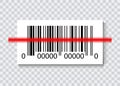 Sample Bar Codes For Scanning Icon with red laser, Vector Illustration isolated Royalty Free Stock Photo