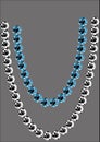 A sample of beads from sapphires and diamonds on a gray background. Royalty Free Stock Photo