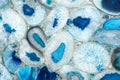 Sample of blue mosaic made of pieces of natural agate collected in manual handing. Polished semiprecious stone for Royalty Free Stock Photo