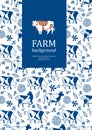 Sample brochure. Agricultural background. Cows and floral elements.