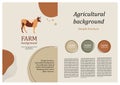 Sample brochure. Agricultural background. Cows silhouette made of multi-colored segments.
