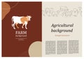Sample brochure. Agricultural background. Cows silhouette made of multi-colored segments.