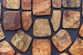 Sample of decorative paving stones, stone wall texture Royalty Free Stock Photo