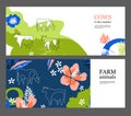 Sample for the design of dairy products. Set of horizontal agricultural banners.