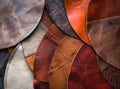 sample - a good quality leather in various colors. A set of leather color samples in different colors and textures Royalty Free Stock Photo