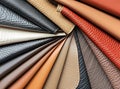 sample - a good quality leather in various colors. A set of leather color samples in different colors and textures Royalty Free Stock Photo