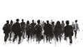 Urban Crowd: Ink Sketch Panorama Illustration, AI-Generated Royalty Free Stock Photo
