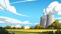 Nuclear power plant illustration Royalty Free Stock Photo