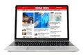 Sample news website shown on laptop Royalty Free Stock Photo