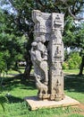 Sample of the South Indian architecture - part of temple columns in park of Pondicherry, India