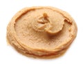 Sample of tasty nut butter isolated on white Royalty Free Stock Photo