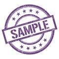 SAMPLE text written on purple violet vintage stamp Royalty Free Stock Photo