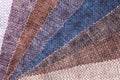 Sample of velvet textile brown and blue colors, cloth background